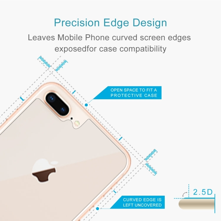 2 PCS for iPhone 8 Plus & 7 Plus 0.3mm 9H Surface Hardness 2.5D Curved Edge Explosion-proof Premium Tempered Glass Back Screen Protector