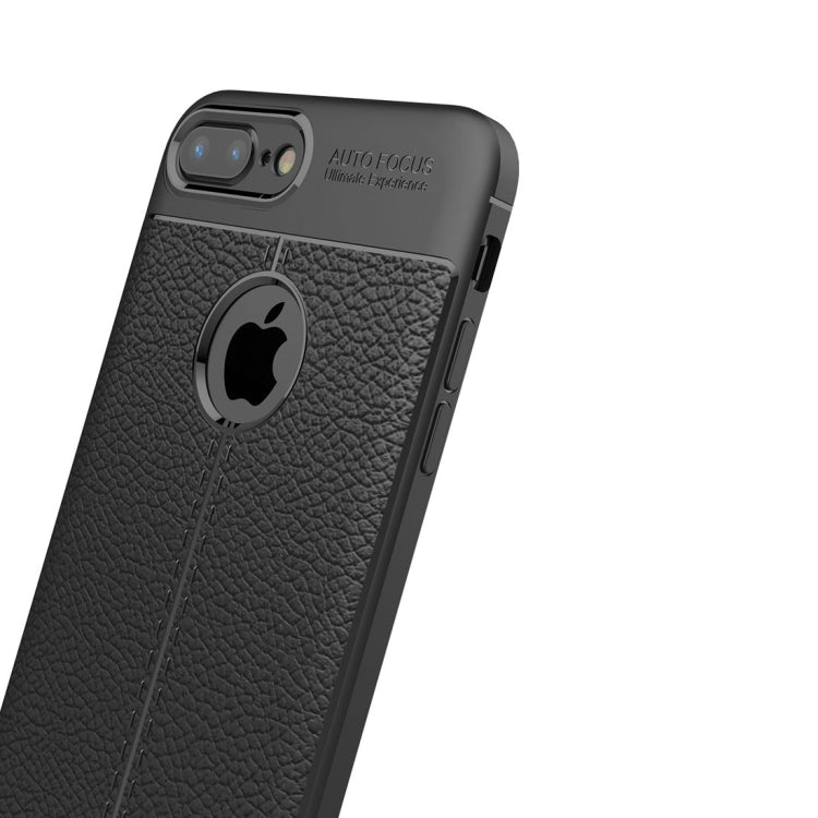 For iPhone 8 Plus & 7 Plus Litchi Texture TPU Protective Back Cover Case