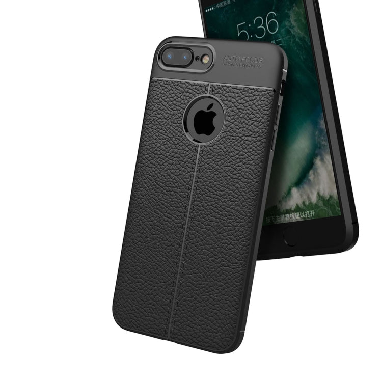 For iPhone 8 Plus & 7 Plus Litchi Texture TPU Protective Back Cover Case