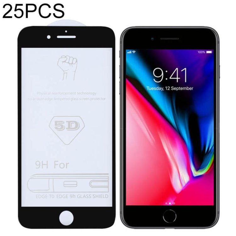 25 PCS 9H 5D Full Glue Full Screen Tempered Glass Film for iPhone 7 Plus / 8 Plus