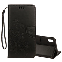 Load image into Gallery viewer, For iPhone XR Embossed Butterfly Pattern Horizontal Flip Leather Case with Card Slot &amp; Holder &amp; Wallet &amp; Lanyard