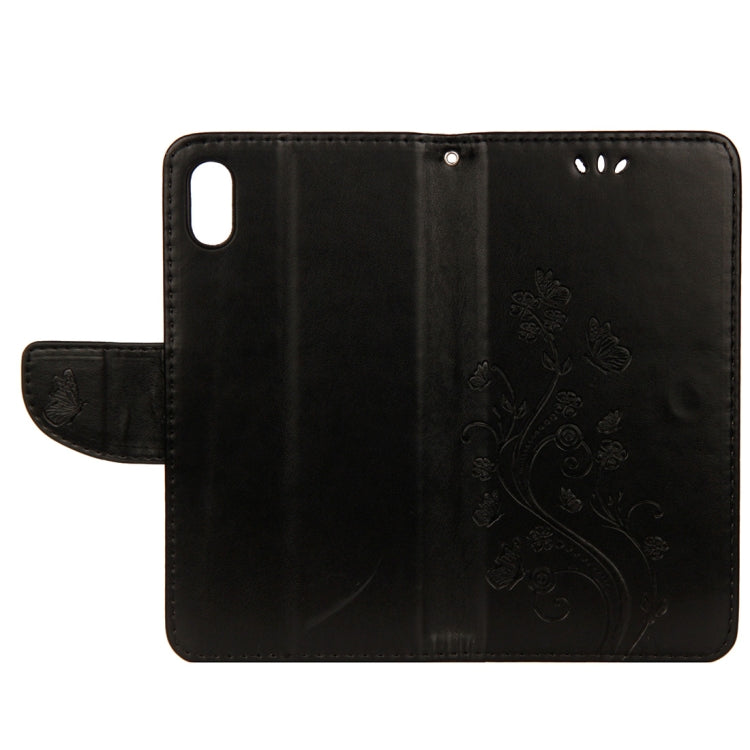 For iPhone XR Embossed Butterfly Pattern Horizontal Flip Leather Case with Card Slot & Holder & Wallet & Lanyard