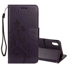 Load image into Gallery viewer, For iPhone XR Embossed Butterfly Pattern Horizontal Flip Leather Case with Card Slot &amp; Holder &amp; Wallet &amp; Lanyard