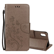 Load image into Gallery viewer, For iPhone XR Embossed Butterfly Pattern Horizontal Flip Leather Case with Card Slot &amp; Holder &amp; Wallet &amp; Lanyard