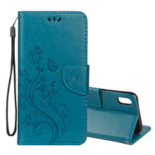 Load image into Gallery viewer, For iPhone XR Embossed Butterfly Pattern Horizontal Flip Leather Case with Card Slot &amp; Holder &amp; Wallet &amp; Lanyard