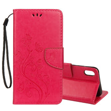 Load image into Gallery viewer, For iPhone XR Embossed Butterfly Pattern Horizontal Flip Leather Case with Card Slot &amp; Holder &amp; Wallet &amp; Lanyard, For XR