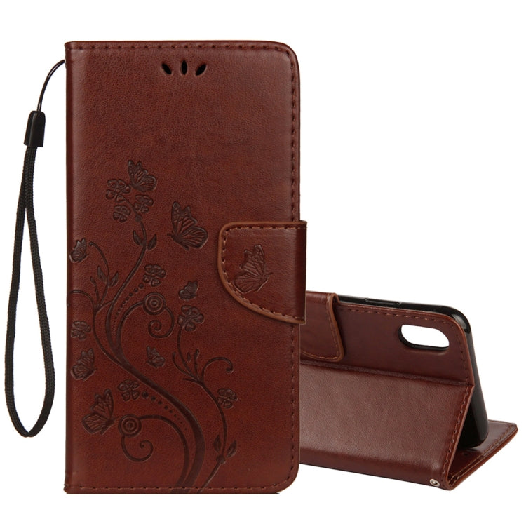 For iPhone XR Embossed Butterfly Pattern Horizontal Flip Leather Case with Card Slot & Holder & Wallet & Lanyard