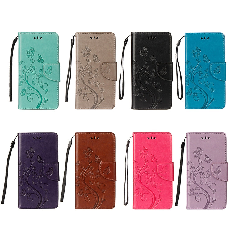 For iPhone XR Embossed Butterfly Pattern Horizontal Flip Leather Case with Card Slot & Holder & Wallet & Lanyard