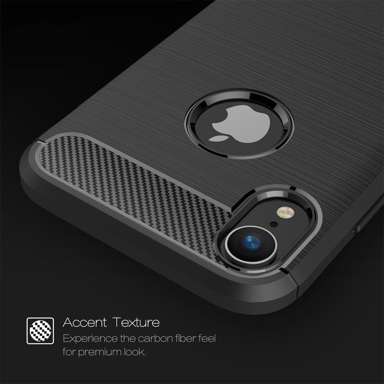 For iPhone XR Brushed Texture Carbon Fiber Shockproof TPU Protective Back Case