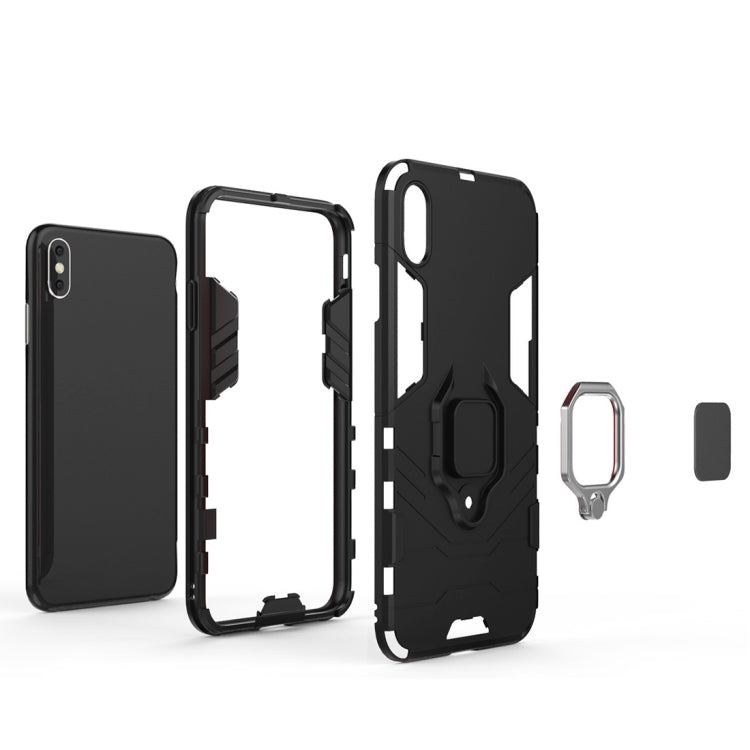 For iPhone XS Max PC + TPU Shockproof Protective Case with Magnetic Ring Holder
