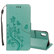 Load image into Gallery viewer, For iPhone XS Max Embossed Butterfly Pattern Horizontal Flip Leather Case with Card Slot &amp; Holder &amp; Wallet &amp; Lanyard