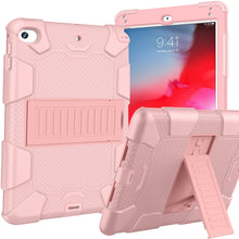 Load image into Gallery viewer, Shockproof Two-color Silicone Protection Shell for iPad Mini 2019 &amp; 4, with Holder (Rose Red+Blue), IPRO0183A, IPRO0183B, IPRO0183C, IPRO0183D, IPRO0183E, IPRO0183F, IPRO0183G, IPRO0183H, IPRO0183I, IPRO0183J, IPRO0183K