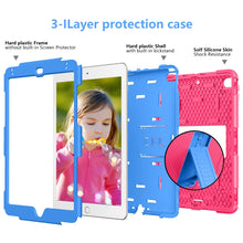 Load image into Gallery viewer, Shockproof Two-color Silicone Protection Shell for iPad Mini 2019 &amp; 4, with Holder (Rose Red+Blue)