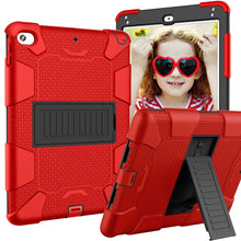 Load image into Gallery viewer, Shockproof Two-color Silicone Protection Shell for iPad Mini 2019 &amp; 4, with Holder (Rose Red+Blue), IPRO0183A, IPRO0183B, IPRO0183C, IPRO0183D, IPRO0183E, IPRO0183F, IPRO0183G, IPRO0183H, IPRO0183I, IPRO0183J, IPRO0183K