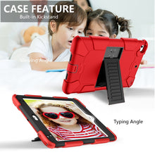 Load image into Gallery viewer, Shockproof Two-color Silicone Protection Shell for iPad Mini 2019 &amp; 4, with Holder (Rose Red+Blue), IPRO0183A, IPRO0183B, IPRO0183C, IPRO0183D, IPRO0183E, IPRO0183F, IPRO0183G, IPRO0183H, IPRO0183I, IPRO0183J, IPRO0183K