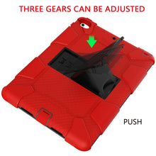 Load image into Gallery viewer, Shockproof Two-color Silicone Protection Shell for iPad Mini 2019 &amp; 4, with Holder (Rose Red+Blue), IPRO0183A, IPRO0183B, IPRO0183C, IPRO0183D, IPRO0183E, IPRO0183F, IPRO0183G, IPRO0183H, IPRO0183I, IPRO0183J, IPRO0183K