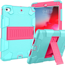 Load image into Gallery viewer, Shockproof Two-color Silicone Protection Shell for iPad Mini 2019 &amp; 4, with Holder (Rose Red+Blue), IPRO0183A, IPRO0183B, IPRO0183C, IPRO0183D, IPRO0183E, IPRO0183F, IPRO0183G, IPRO0183H, IPRO0183I, IPRO0183J, IPRO0183K