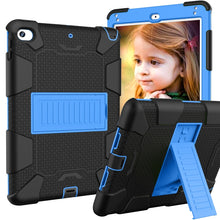 Load image into Gallery viewer, Shockproof Two-color Silicone Protection Shell for iPad Mini 2019 &amp; 4, with Holder (Rose Red+Blue), IPRO0183A, IPRO0183B, IPRO0183C, IPRO0183D, IPRO0183E, IPRO0183F, IPRO0183G, IPRO0183H, IPRO0183I, IPRO0183J, IPRO0183K