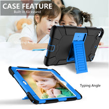 Load image into Gallery viewer, Shockproof Two-color Silicone Protection Shell for iPad Mini 2019 &amp; 4, with Holder (Rose Red+Blue), IPRO0183A, IPRO0183B, IPRO0183C, IPRO0183D, IPRO0183E, IPRO0183F, IPRO0183G, IPRO0183H, IPRO0183I, IPRO0183J, IPRO0183K