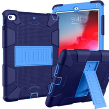 Load image into Gallery viewer, Shockproof Two-color Silicone Protection Shell for iPad Mini 2019 &amp; 4, with Holder (Rose Red+Blue), IPRO0183A, IPRO0183B, IPRO0183C, IPRO0183D, IPRO0183E, IPRO0183F, IPRO0183G, IPRO0183H, IPRO0183I, IPRO0183J, IPRO0183K