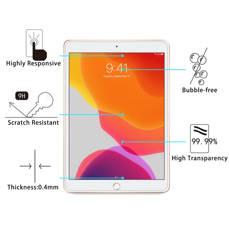 2 PCS For iPad 10.2 2021 / 2020 / 2019 9H Straight Edge Explosion-proof Tempered Glass Film