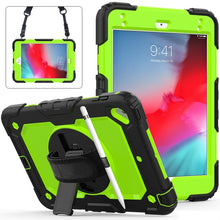 Load image into Gallery viewer, Shockproof Black Silica Gel + Colorful PC Protective Case for iPad Mini 2019 / Mini 4, with Holder &amp; Shoulder Strap &amp; Hand Strap &amp; Pen Slot