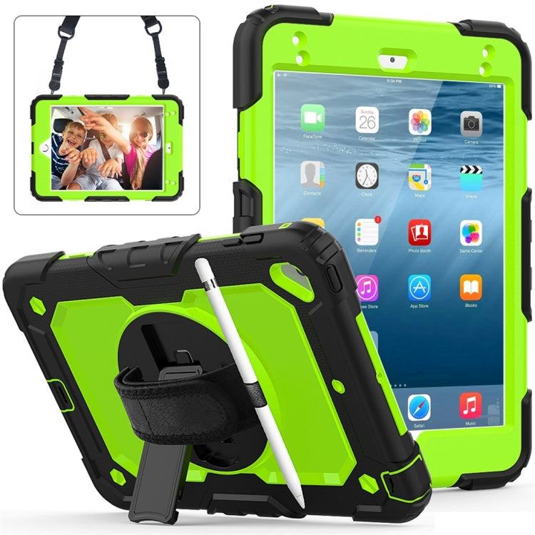 Shockproof Black Silica Gel + Colorful PC Protective Case for iPad Mini 2019 / Mini 4, with Holder & Shoulder Strap & Hand Strap & Pen Slot