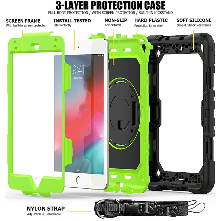 Shockproof Black Silica Gel + Colorful PC Protective Case for iPad Mini 2019 / Mini 4, with Holder & Shoulder Strap & Hand Strap & Pen Slot