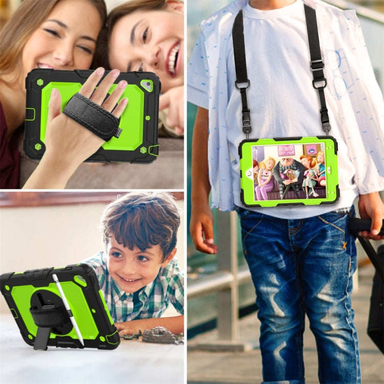 Shockproof Black Silica Gel + Colorful PC Protective Case for iPad Mini 2019 / Mini 4, with Holder & Shoulder Strap & Hand Strap & Pen Slot