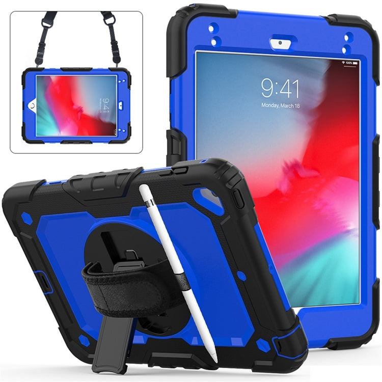 Shockproof Black Silica Gel + Colorful PC Protective Case for iPad Mini 2019 / Mini 4, with Holder & Shoulder Strap & Hand Strap & Pen Slot