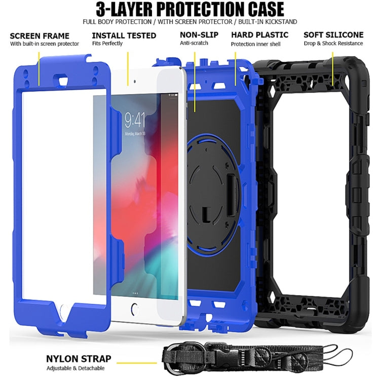 Shockproof Black Silica Gel + Colorful PC Protective Case for iPad Mini 2019 / Mini 4, with Holder & Shoulder Strap & Hand Strap & Pen Slot, iPad Mini 2019 / Mini 4