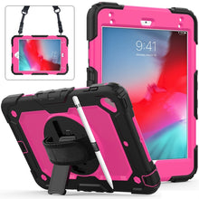 Load image into Gallery viewer, Shockproof Black Silica Gel + Colorful PC Protective Case for iPad Mini 2019 / Mini 4, with Holder &amp; Shoulder Strap &amp; Hand Strap &amp; Pen Slot