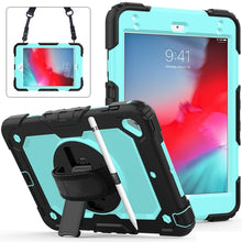 Load image into Gallery viewer, Shockproof Black Silica Gel + Colorful PC Protective Case for iPad Mini 2019 / Mini 4, with Holder &amp; Shoulder Strap &amp; Hand Strap &amp; Pen Slot