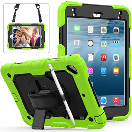 Shockproof Colorful Silica Gel + PC Protective Case for iPad Mini 2019 / Mini 4, with Holder & Shoulder Strap & Hand Strap & Pen Slot, For iPad Mini 2019 / Mini 4