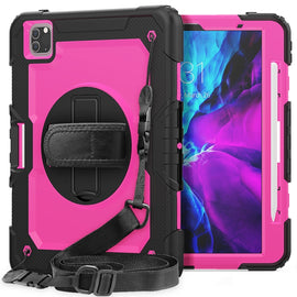 For iPad Pro 11 inch (2018) / Pro 11 inch (2020) Shockproof Black Silica Gel + Colorful PC Protective Tablet Case with Holder & Shoulder Strap & Hand Strap & Pen Slot, iPad Pro 11 inch (2018)