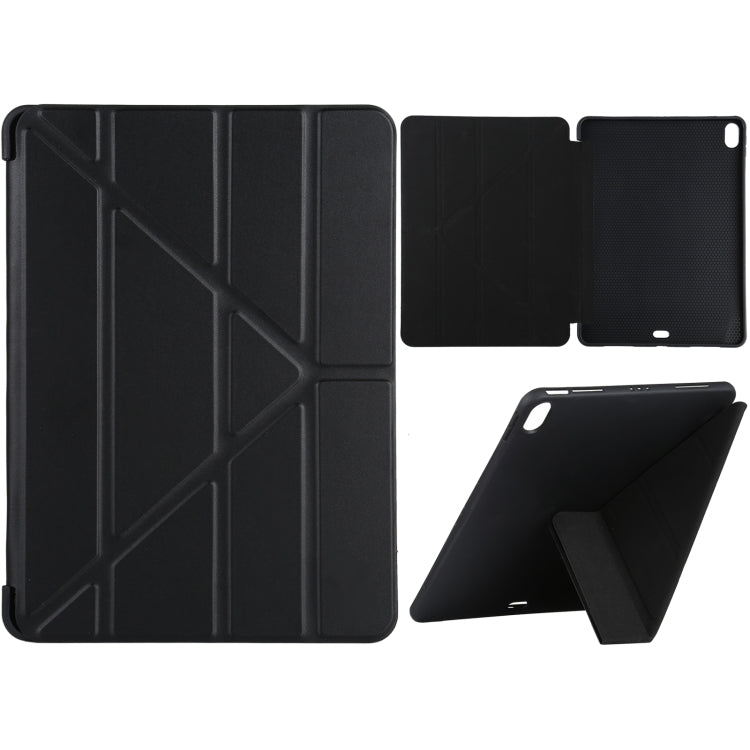 Millet Texture PU+ Silicone Full Coverage Leather Case with Multi-folding Holder for iPad Air (2020) 10.9 inch