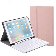 Load image into Gallery viewer, RK508 For iPad Air 2 &amp; Air 1 / Pro 9.7 inch &amp; 2017 iPad &amp; 2018 iPad Silk Texture Detachable Plastic Bluetooth Keyboard Leather Tablet Case with Stand &amp; Pen Slot Function