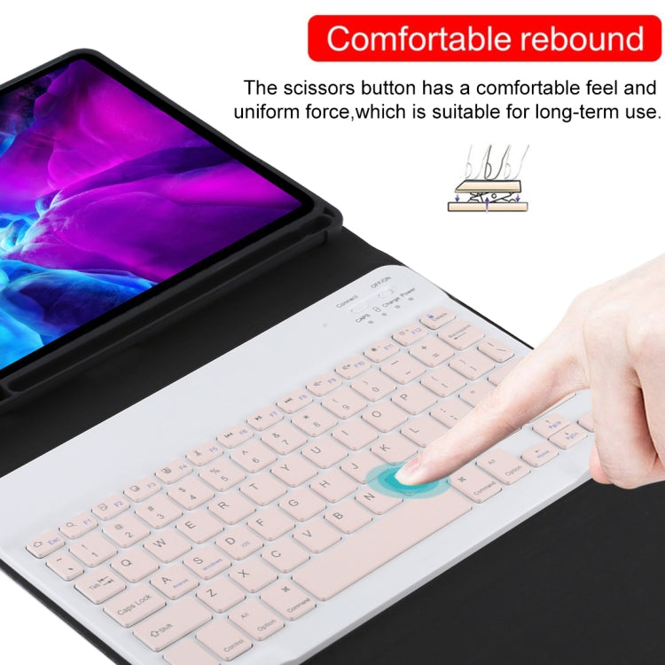 TG11B Detachable Bluetooth Pink Keyboard + Microfiber Leather Tablet Case for iPad Pro 11 inch (2020), with Pen Slot & Holder, Pink Keyboard