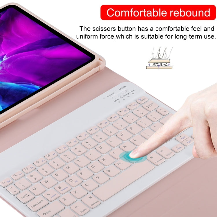 TG11B Detachable Bluetooth Pink Keyboard + Microfiber Leather Tablet Case for iPad Pro 11 inch (2020), with Pen Slot & Holder