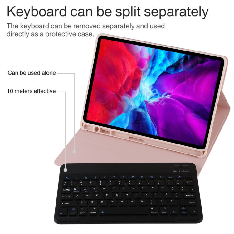 TG11B Detachable Bluetooth Black Keyboard + Microfiber Leather Tablet Case for iPad Pro 11 inch (2020), with Pen Slot & Holder