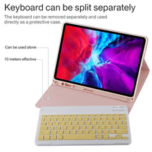 Load image into Gallery viewer, TG11B Detachable Bluetooth Yellow Keyboard + Microfiber Leather Tablet Case for iPad Pro 11 inch (2020), with Pen Slot &amp; Holder