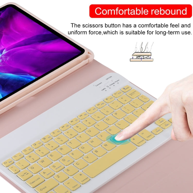 TG11B Detachable Bluetooth Yellow Keyboard + Microfiber Leather Tablet Case for iPad Pro 11 inch (2020), with Pen Slot & Holder