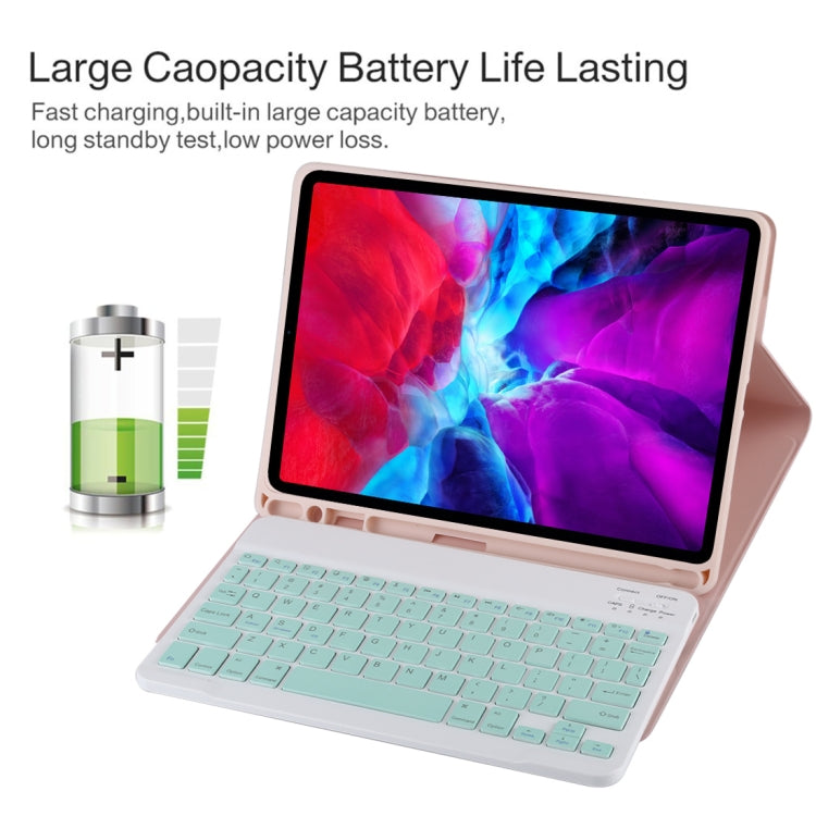 TG11B Detachable Bluetooth Green Keyboard + Microfiber Leather Tablet Case for iPad Pro 11 inch (2020), with Pen Slot & Holder