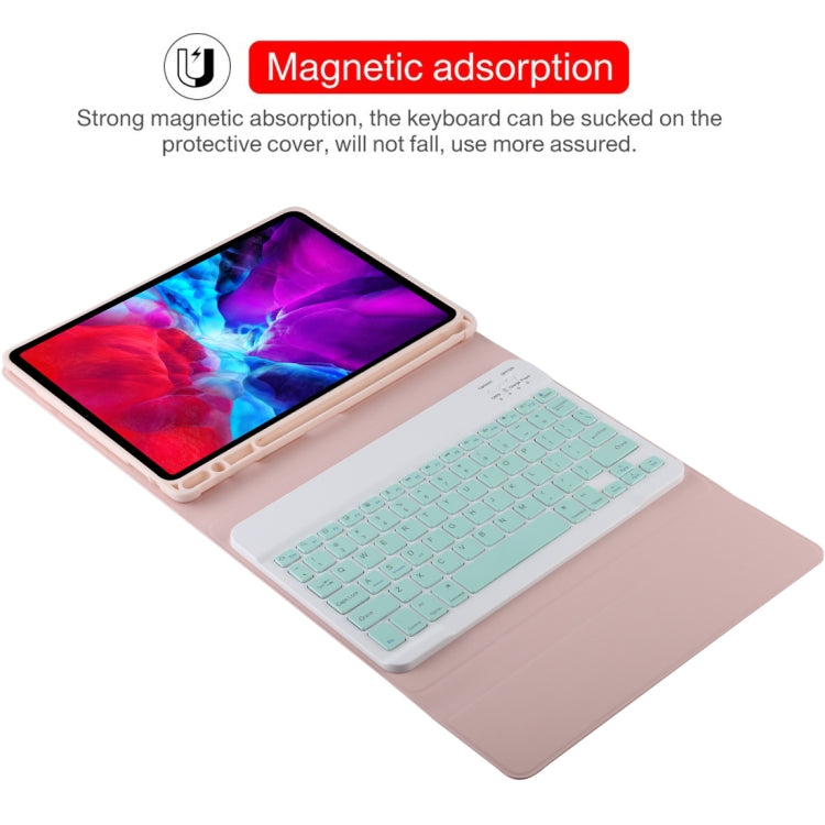 TG11B Detachable Bluetooth Green Keyboard + Microfiber Leather Tablet Case for iPad Pro 11 inch (2020), with Pen Slot & Holder