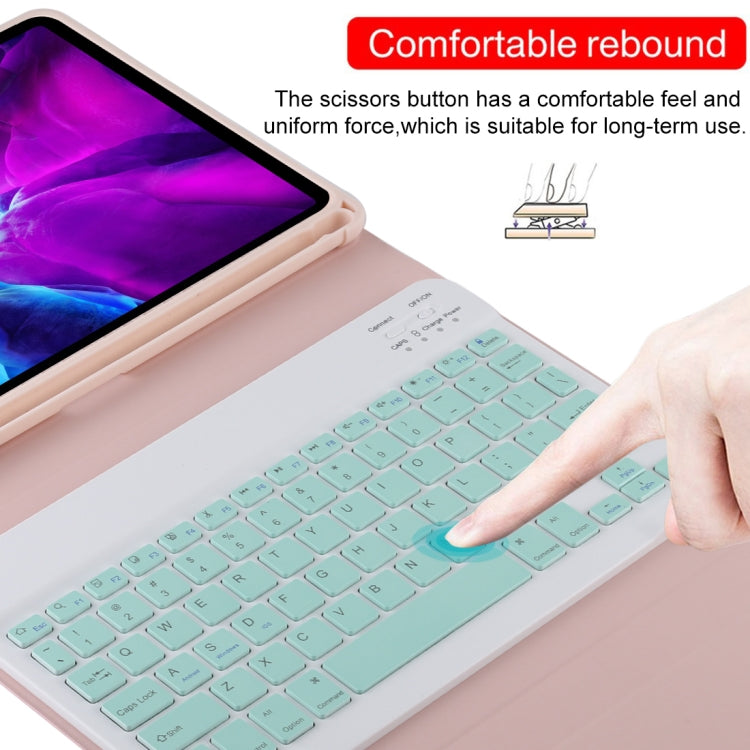 TG11B Detachable Bluetooth Green Keyboard + Microfiber Leather Tablet Case for iPad Pro 11 inch (2020), with Pen Slot & Holder