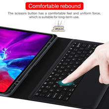 Load image into Gallery viewer, T129 Detachable Bluetooth Black Keyboard Microfiber Leather Tablet Case for iPad Pro 12.9 inch (2020), with Holder, Black Keyboard