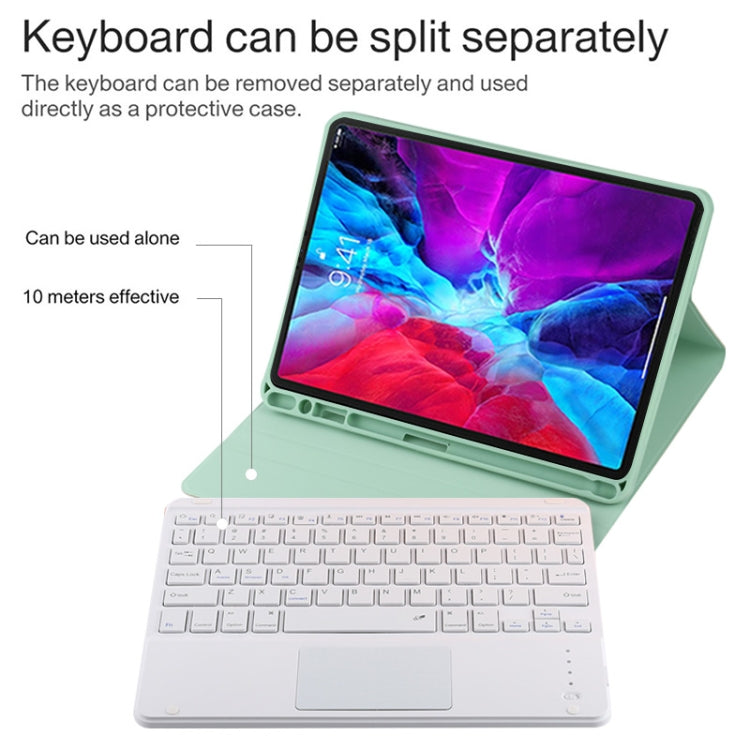 TG11BC Detachable Bluetooth White Keyboard Microfiber Leather Tablet Case for iPad Pro 11 inch (2020), with Touchpad & Pen Slot & Holder
