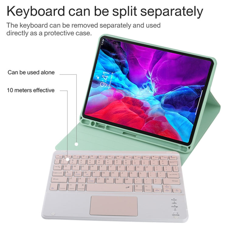 TG11BC Detachable Bluetooth Pink Keyboard Microfiber Leather Tablet Case for iPad Pro 11 inch (2020), with Touchpad & Pen Slot & Holder