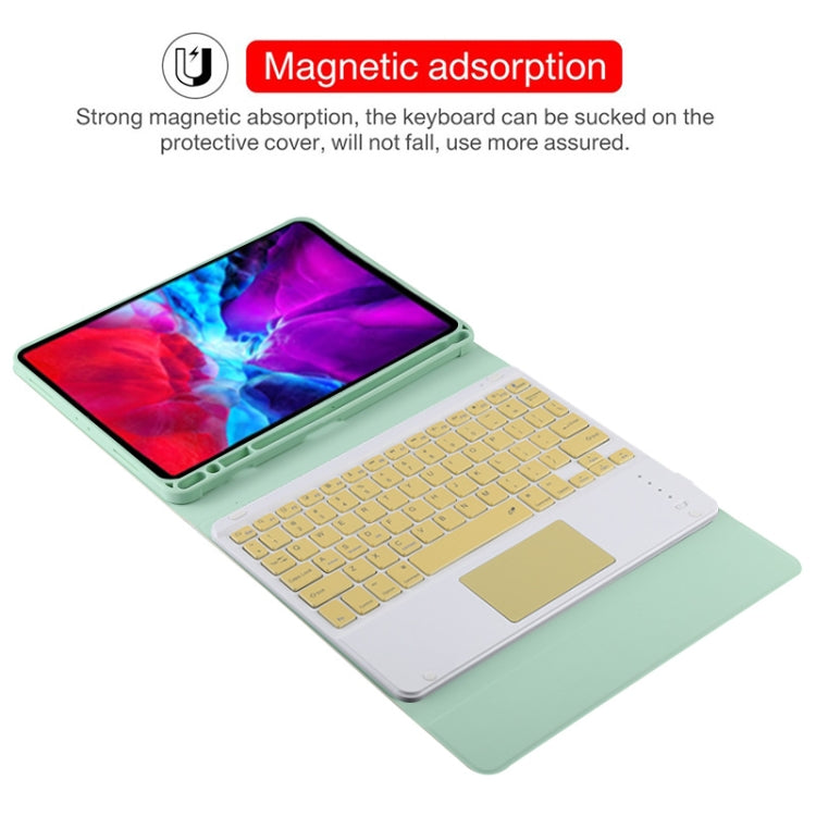 TG11BC Detachable Bluetooth Yellow Keyboard Microfiber Leather Tablet Case for iPad Pro 11 inch (2020), with Touchpad & Pen Slot & Holder
