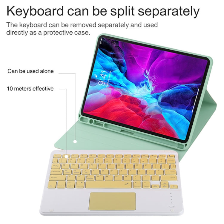 TG11BC Detachable Bluetooth Yellow Keyboard Microfiber Leather Tablet Case for iPad Pro 11 inch (2020), with Touchpad & Pen Slot & Holder